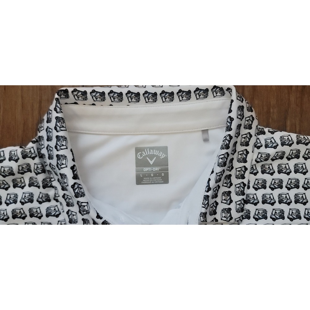 Callaway Men's Golf Cart Print Opti-Dri Golf Short Sleeve Polo‎ Shirt Size L - Picture 3 of 5